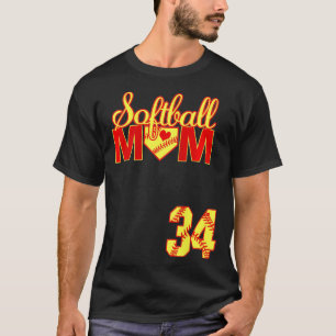Frauen Softball Mama Muttertag Nr. 34 Fastpech Jer T-Shirt