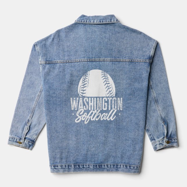 Frauen Softball Player Softballer Girl Sport Washi Jeansjacke (Rückseite)
