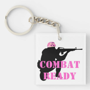 Frauen-Soldat mit rosa Tarnungs-Sturzhelm Schlüsselanhänger