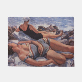 Frauen Sonnenbaden am Strand (von Serebriakova) Fußmatte