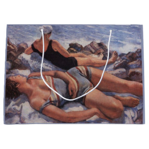 Frauen Sonnenbaden am Strand (von Serebriakova) Große Geschenktüte