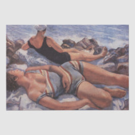 Frauen Sonnenbaden am Strand (von Serebriakova) Seidenpapier