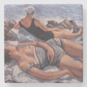 Frauen Sonnenbaden am Strand (von Serebriakova) Steinuntersetzer
