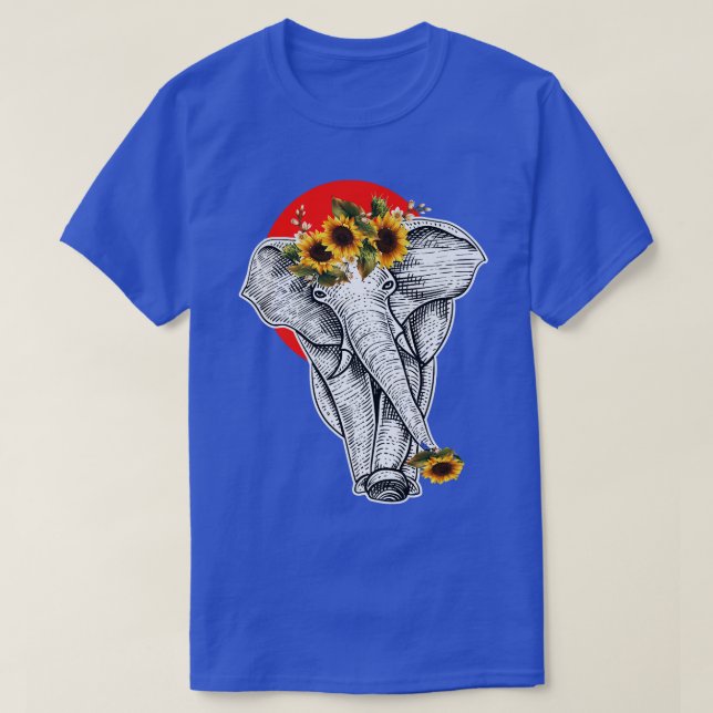 Frauen Sonnenblumen Elephant ästhetische Grafik T-Shirt (Design vorne)