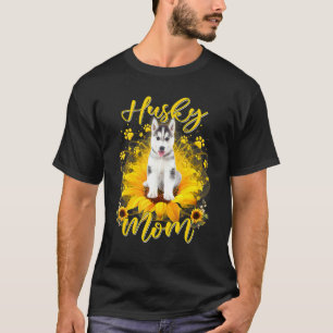 Frauen Sonnenblumen Husky Mama Hundetag Muttertag T-Shirt
