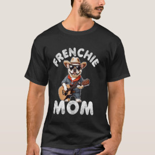 Frauen Spaß Cowboy Französische Bulldogge Gitarre T-Shirt