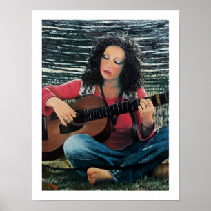 Frauen spielen Musik mit akustischer Gitarre Poster