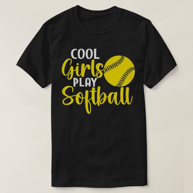 Frauen Sportlustige Coole Girls spielen Softball T-Shirt (Design vorne)
