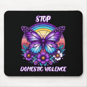 Frauen Stoppen Häusliche Gewalt Lila Retro Regenbo Mousepad