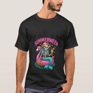 Frauen Summerween Skeleton Meerjungfrau schweben a T-Shirt