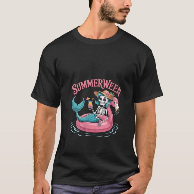 Frauen Summerween Skeleton Meerjungfrau schweben a T-Shirt (Vorderseite)