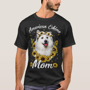 Frauen Süße Amerikanischer Eskimo Mama Sonnenblume T-Shirt