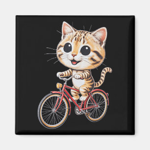 Frauen Süße Katze Fahrradfahren Kawaii Cartoon Magnet