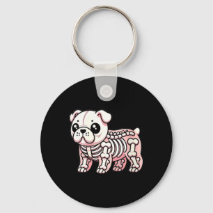 Frauen Süße Kawaii Englische Bulldogge Hund Skelet Schlüsselanhänger