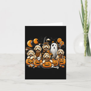 Frauen Süßer Geist und Hexe Goldendoodle Halloween Karte