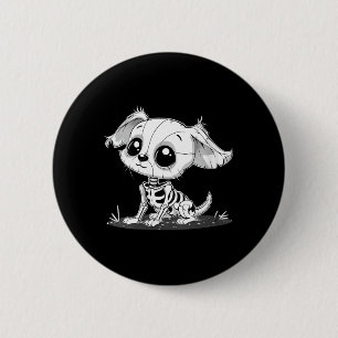 Frauen Süßer Gruseliger Skelett Hund - Halloween W Button