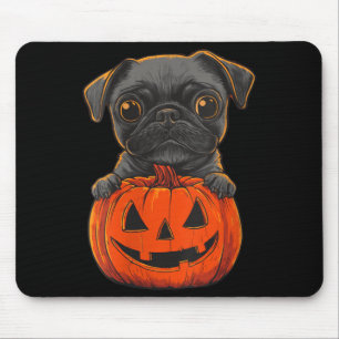 Frauen Süßer Schwarzer Pug Jack O Lantern Kürbis Mousepad