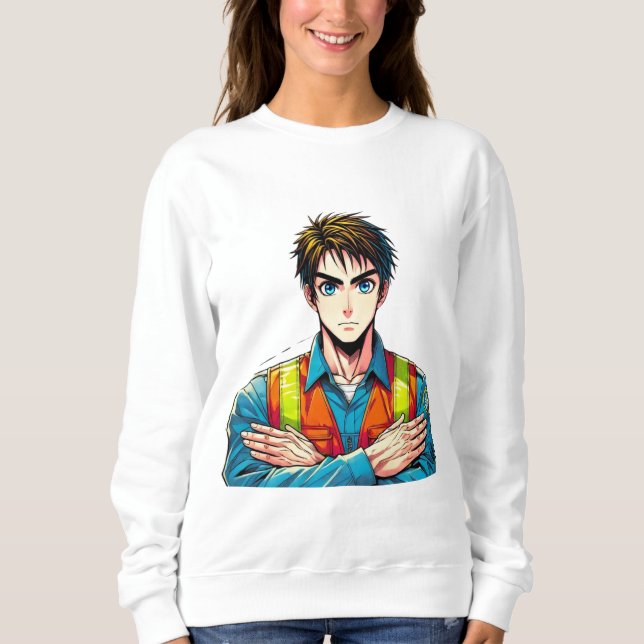 Frauen Sweatshirt mit Manga-Sicherheitsfachmann (Vorderseite)