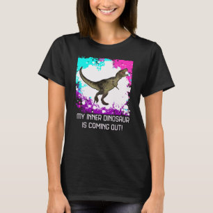 Frauen T-Rex mehrfarbiger Spritzer mit Text-Shirt T-Shirt