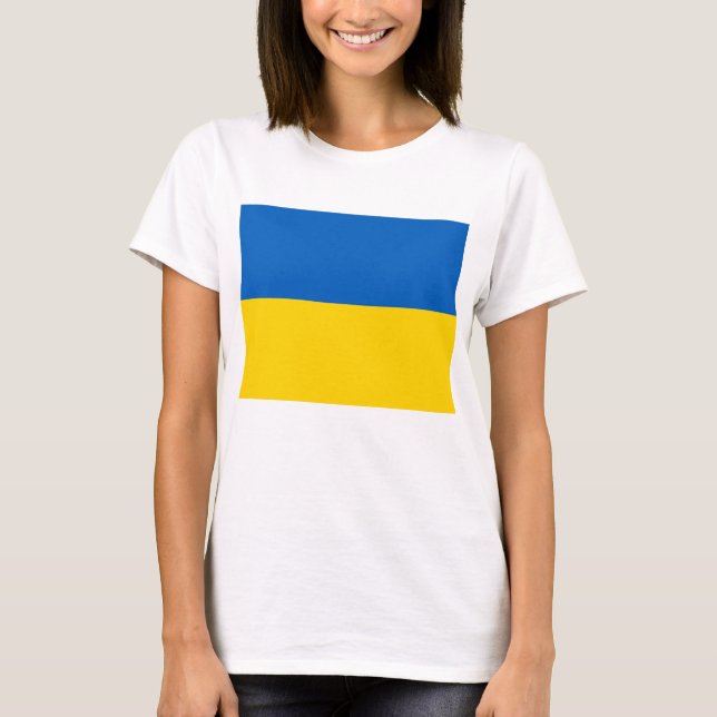 Frauen T Shirt mit der Flagge der Ukraine (Vorderseite)