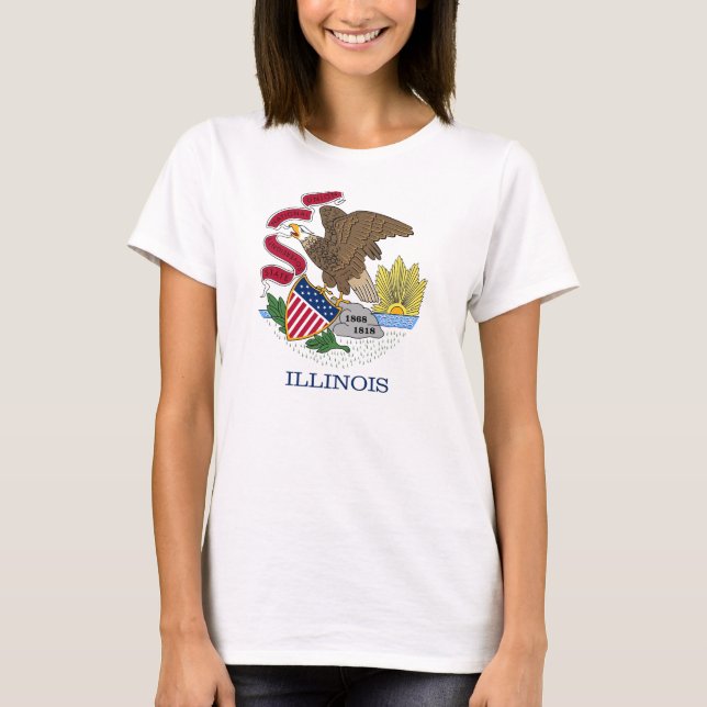 Frauen T Shirt mit der Flagge des Illinois-Staat (Vorderseite)