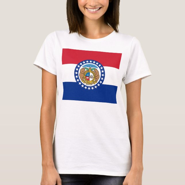 Frauen T Shirt mit der Flagge des Staat von Missou (Vorderseite)