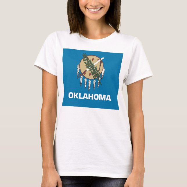 Frauen T Shirt mit der Flagge Oklahoma Staat (Vorderseite)
