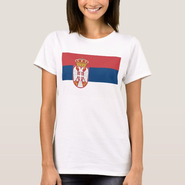 Frauen T Shirt mit der Flagge Serbiens (Vorderseite)
