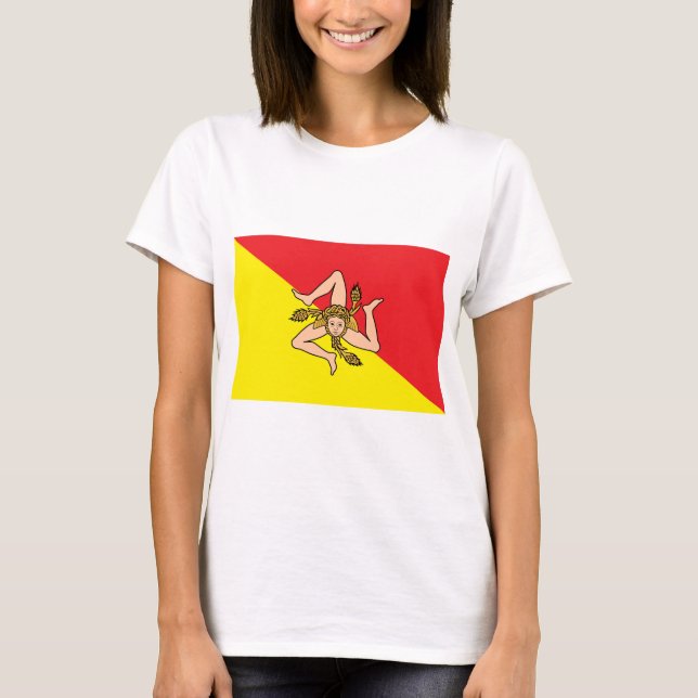 Frauen T Shirt mit der Flagge Siziliens, Italien (Vorderseite)