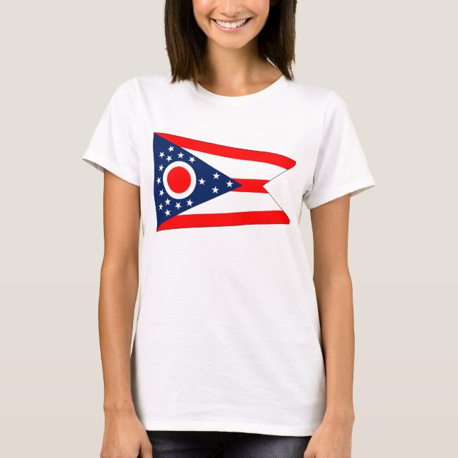 Frauen T Shirt mit der Flagge von Ohio Staat (Vorderseite)