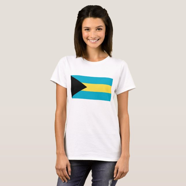 Frauen T Shirt mit Flagge Bahamas (Vorne ganz)
