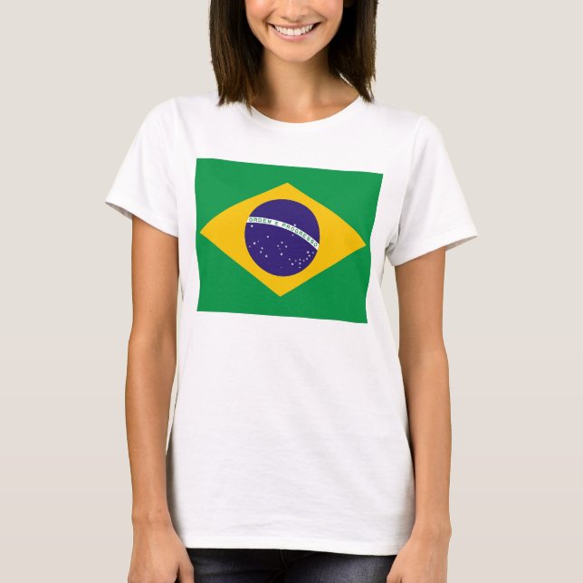 Frauen T Shirt mit Flagge Brasiliens (Vorderseite)