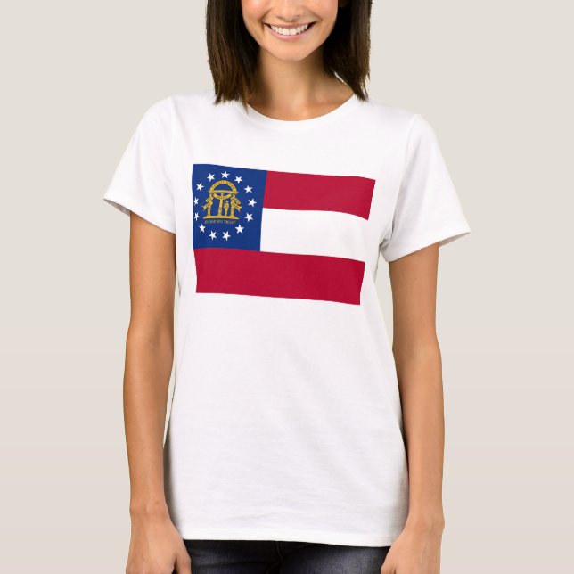 Frauen T Shirt mit Flagge Georgiens Staat (Vorderseite)