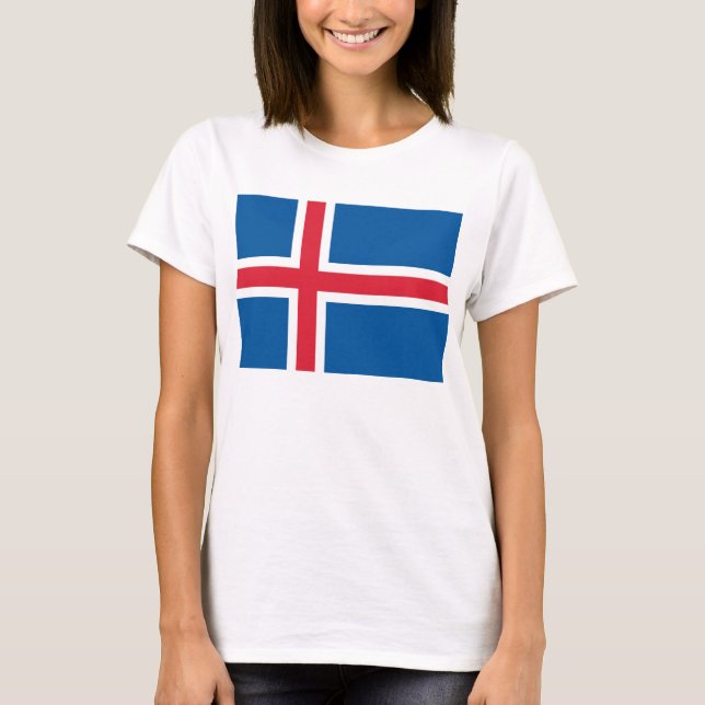 Frauen T Shirt mit Flagge Islands (Vorderseite)