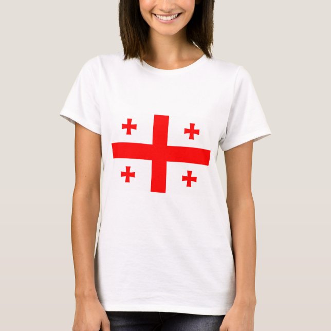 Frauen T Shirt mit georgischer Flagge (Vorderseite)