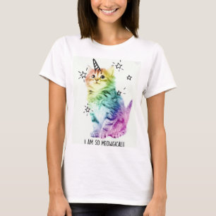 Frauen-T - Shirt-Regenbogenunicorn-Katze T-Shirt