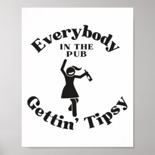 Frauen tanzen alle im Pub und bekommen Psy Poster