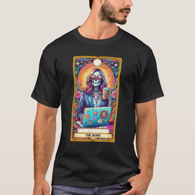 Frauen Tarot-Card-Skeletton-Arbeitskampfleiter T-Shirt (Vorderseite)
