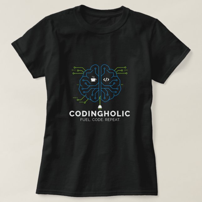 Frauen Tech Gehirn Coding Programmiererin T-Shirt (Design vorne)
