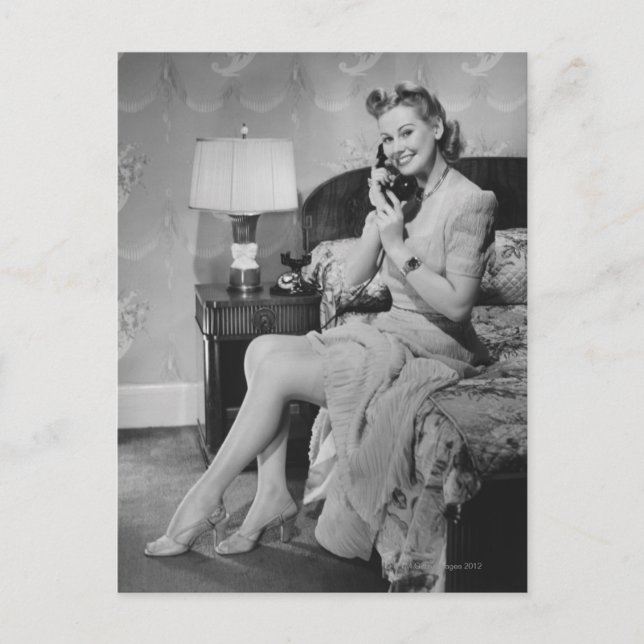 Frauen telefonieren postkarte (Vorderseite)