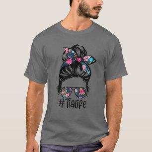 Frauen Tia Life Messy Hair Bun Floral Frauen Mutte T-Shirt