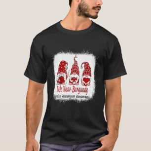 Frauen tragen Burgund-Gehirn-Aneurysma-Bewusstsein T-Shirt