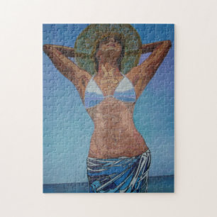 Frauen tragen Hut und Sarong Spaß Sommer Puzzle