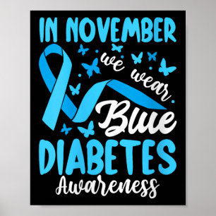 Frauen tragen im November blaues Diabetes-Bewussts Poster