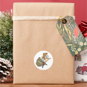 Frauen tragen Versandtaschen-Aufkleber Runder Aufkleber