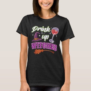 Frauen Trinken Auf Hexen Halloween Wein Trinken Co T-Shirt