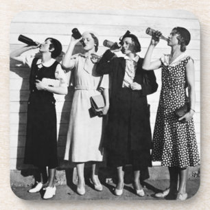 Frauen trinken Bier alte Fotografie Vintage-Bier Getränkeuntersetzer