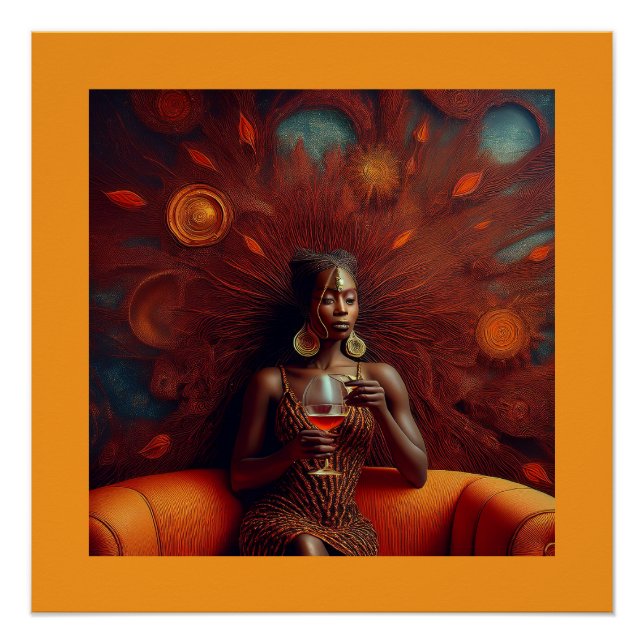 Frauen trinken ein Getränk auf der Couch Poster (Vorderseite)