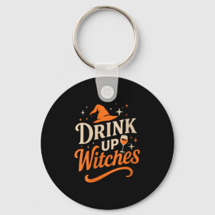 Frauen trinken Hexenwein Glas Halloween Junggesell Schlüsselanhänger