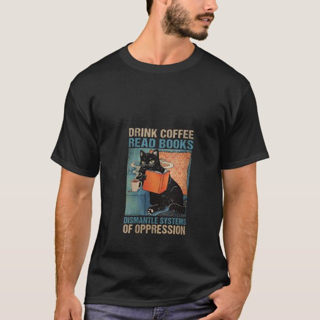 Frauen trinken Kaffee lesen Bücher demontieren Sys T-Shirt (Vorderseite)